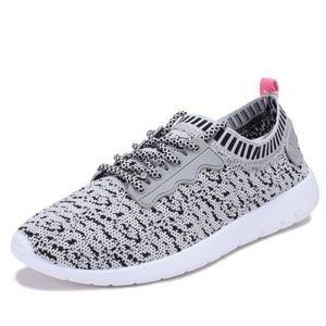 Gray Pink Stretch Knit Sneakers